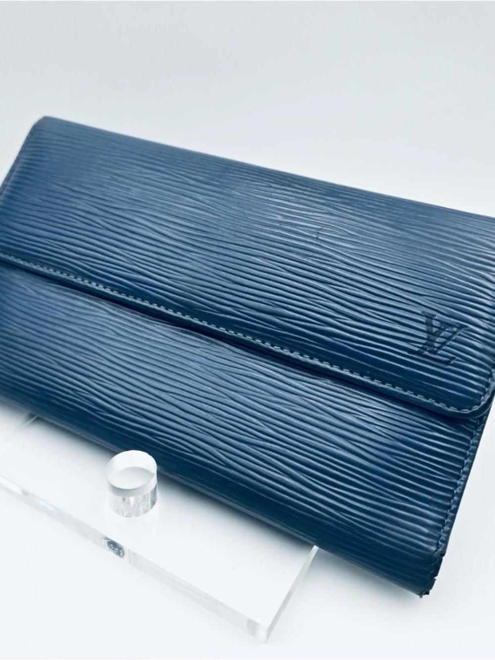 Louis Vuitton Sarah Wallet Blue Epi Leather Trifold Continental Flap Long NICE!!